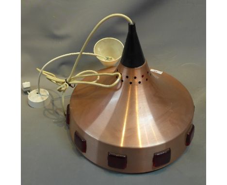 A 1970's Scandinavian brass hanging lamp. D-34cm 