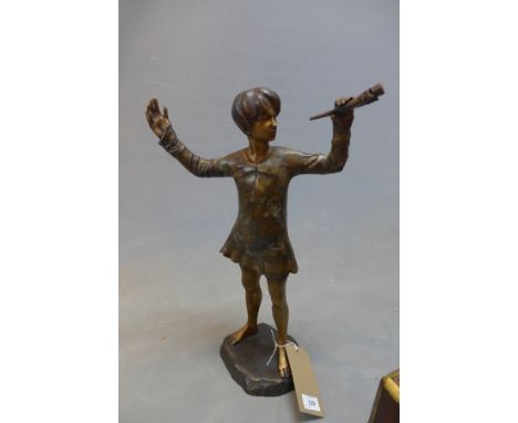 A Contemporary bronze study of Peter pan, H:49cm 