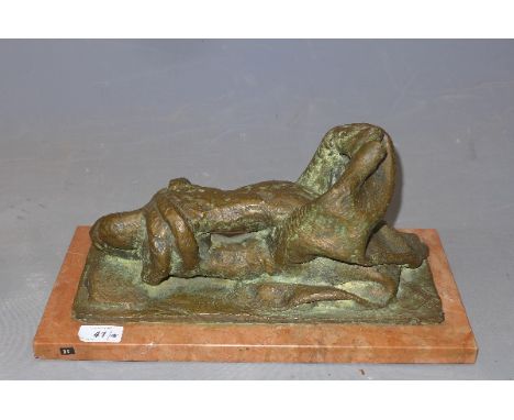 John Hudson (British, b.1945), 'Friends', bronze figural study of a couple in an amorous embrace, signed with initials and nu