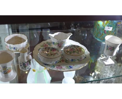 A small collection of Aynsley porcelain to include a pair of trinket boxes. 