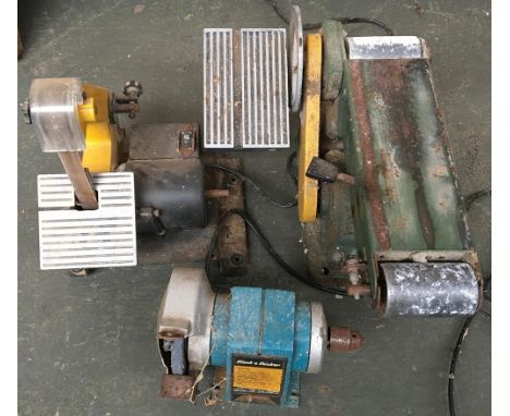 Black &amp; Decker electric bench grinder, a Perform hobby belt sander, and a Warco 4 inch belt and 6 inch disc sander 