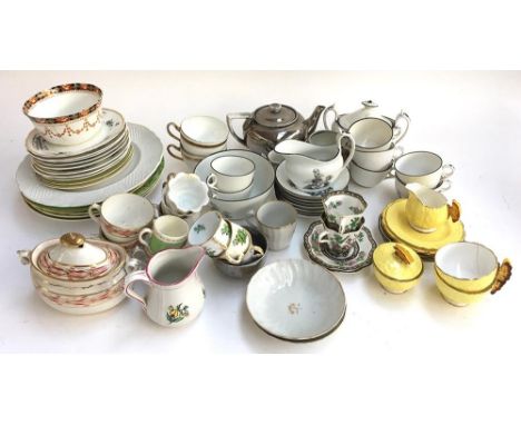 Mixed lot of teawares to include Aynsley butterfly cups and saucers, Coalport 'Indian Tree', Copeland, etc 
