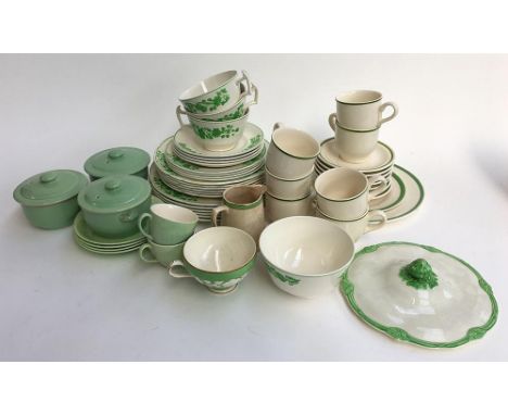 A Copeland Spode part dinner service in green and white, together with various other green and white ceramics, including Lova