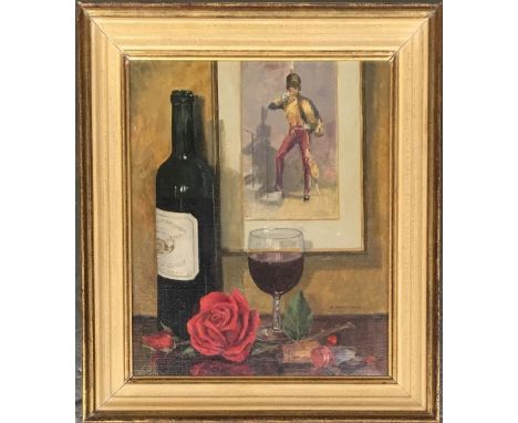 R Hartman, 'An Arrangement in Red', oil on canvas, signed lower right, 29.5x24cm 