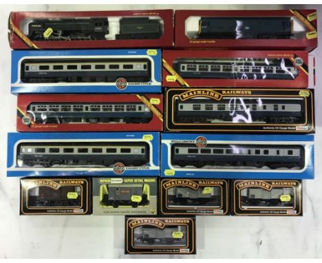 Two Hornby "OO" gauge locomotives &amp; six Inter City carriages &amp; five wagons. Evening Star Steam Engine 92220 &amp; R06