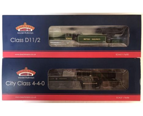 Two Bachmann "OO" gauge model railway engines. City Class 4-4-0 3433, City of Bath GWR Garter Crest, 31-726 and Class D11/2 6