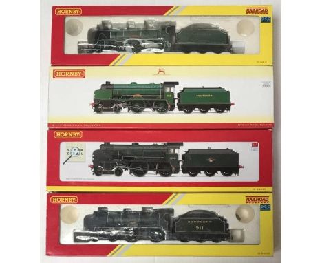 Four Hornby "OO" gauge model railway locomotive and tender. Schools Class. R3158, SR 4-4-0 "Class Dover" 911 and a R3172, SR 