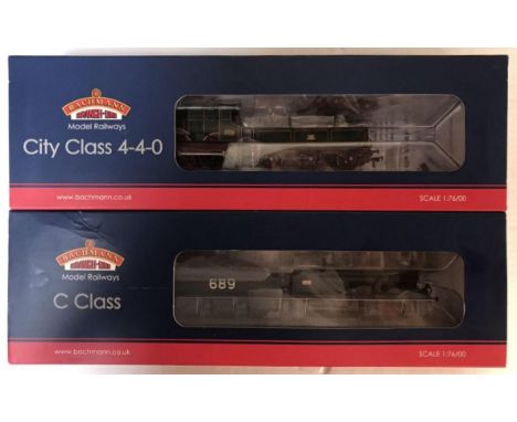 Two Bachmann "OO" gauge model railway engines. City Class 4-4-0, 31-727, City of London GWR Monogram and C Class 689, 31-460K