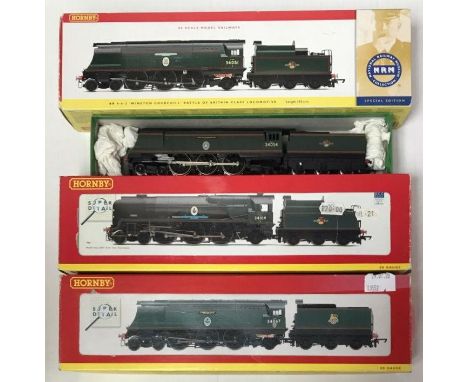 Four Hornby "OO" gauge model railway locomotive and tender, Battle of Britain Class. R.310 BR 4-6-2, 34054 Class "Lord Beaver