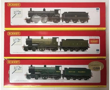 Three Hornby "OO" gauge model railway locomotive and tender. Limited Edition R2892, LSWR 4-4-0 Class T9 "120" (Circa 1962) an