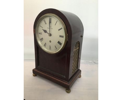 Railwayana interest: A plain dome-cased bracket clock, the silvered dial marked 'Kay Worcester' black Roman numerals, brass b