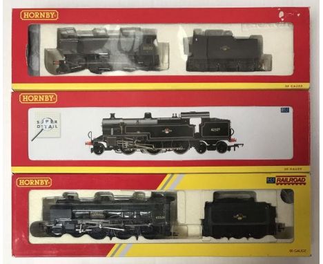 Three Hornby "OO" gauge model railway locomotives. R2529, BR Fowler 2-6-4T, Class 4P "42327" and a R2344B, BR 0-6-0, Class Q1