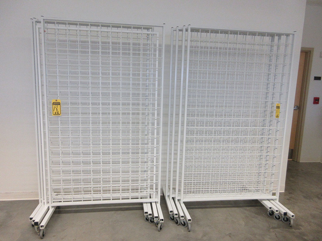 (8) ROLLING DISPLAY RACKS; GRID STYLE