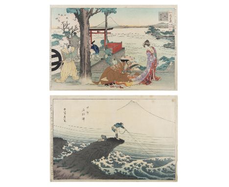 A GROUP OF TWO WOODBLOCK PRINTS AFTER KATSUSHIKA HOKUSAI 葛飾北斎 (1760-1849) Kajikazawa in Kai Province (Kōshū Kajikazawa) Woodb