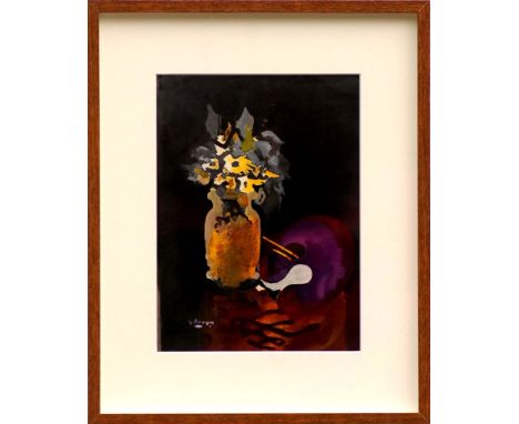 GEORGES BRAQUE 'Flowers and Vase', lithograph 1955, printed by Mourlot Freres of Paris, 36cm x 25cm, framed.