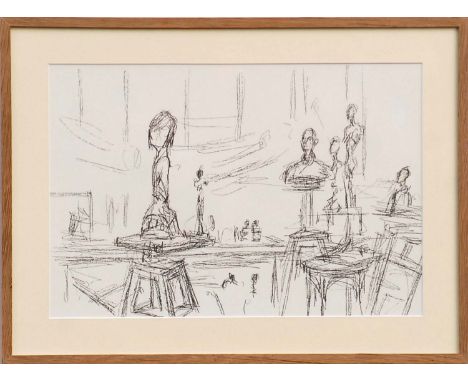 ALBERTO GIACOMETTI 'The studio', original lithograph, 1961, reference lust, 38cm x 56cm, framed and glazed.