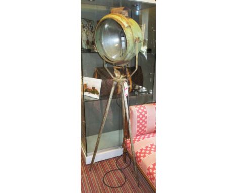 CONVERTED TILLEY CALOR GAS FLOOD LIGHT, on tripod stand, 165cm .