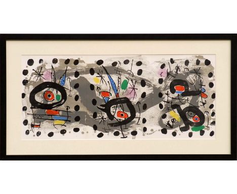 JOAN MIRO 'Solar Bird', original lithograph, 1967, ref cramer 114, 31cm x 70cm, framed and glazed.