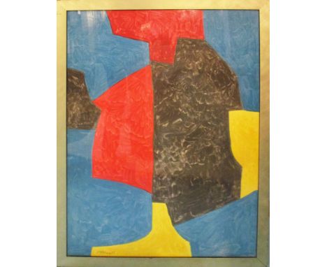 SERGE POLIAKOF 'Shapes', lithograph, signed in the plate, printed by Mourlot 1972, 90cm x 65cm, framed and glazed.(Subject to