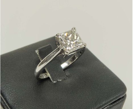 PLATINUM SOLITAIRE DIAMOND SET RING, size 'L'.