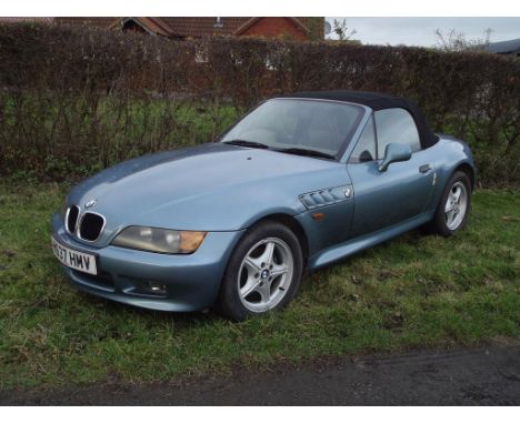 A 1998 BMW Z3 1.8 Roadster, registration number R637 HMV, light metallic blue. BMW's new Roadster became available in 1995 an