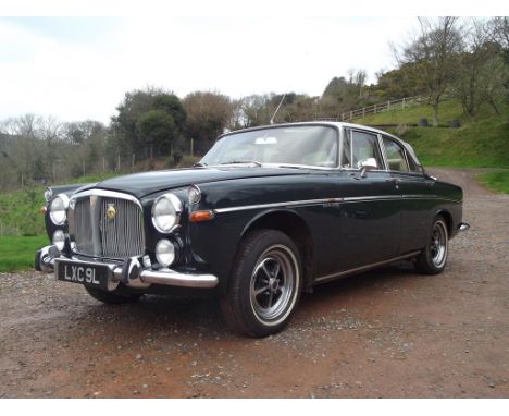 A 1973 Rover P5B Coupé, registration number LXC 9L, silver birch over arden green. Introduced in 1969, the P5B featured the n