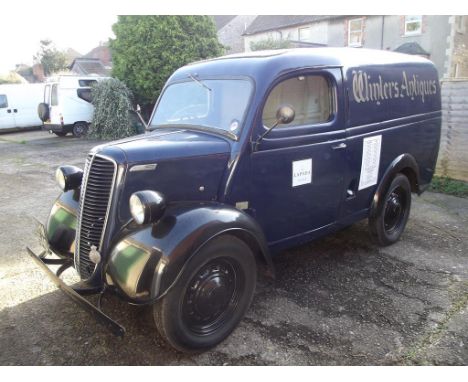 A 1953 Ford Fordson 10 CWT van, registration number XHW 540, chassis number C901340, blue over black. This rare light commerc