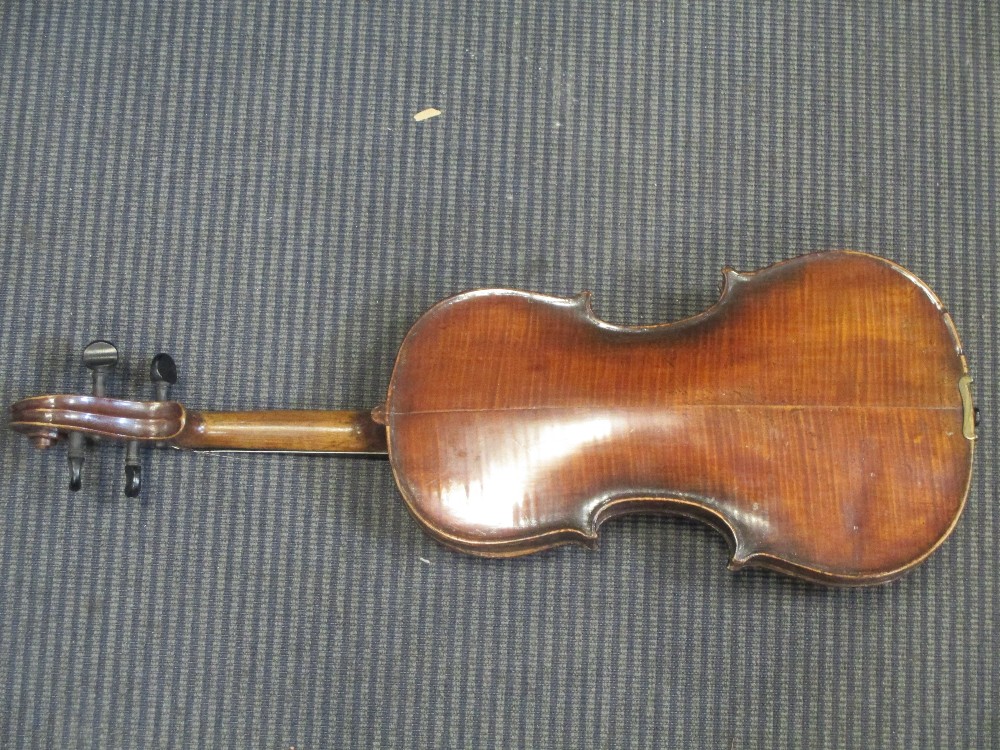 A German violin with Stradivarius label (full size) cased Signs of