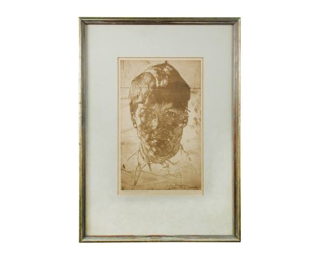 Stanley Spencer (1896-1980), Self portrait, offset lithograph of an ink drawing, dedicated to John Rothenstein and dated, 191