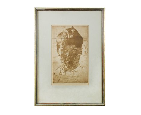 Stanley Spencer (1896-1980), Self portrait, offset lithograph of an ink drawing, dedicated to John Rothenstein and dated, 191