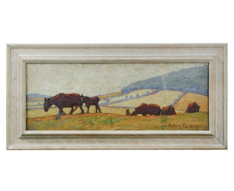 Anne Louise Falkner (British, 1862-1933) Horses; and Cattle the first signed lower right "Anne L Falkner"; the second signed 
