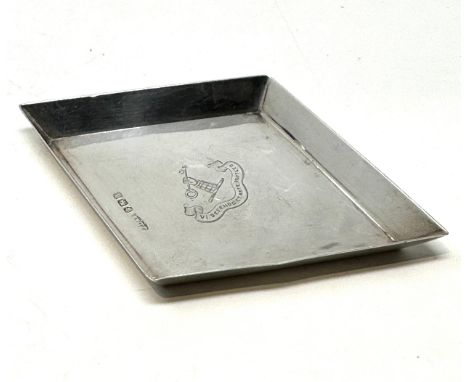 crested silver pin dish sheffield silver hallmarks measures approx 10cm by 7cm 