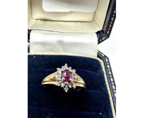 9ct gold ruby &amp; diamond ring (2.2g) 