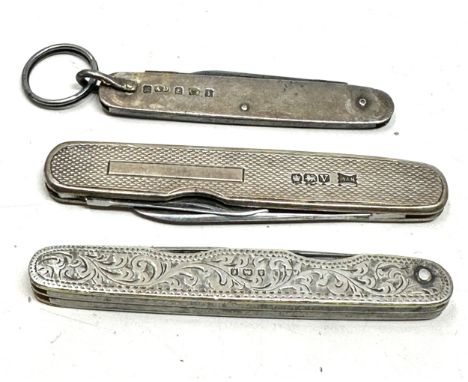 3 antique silver pen knives 