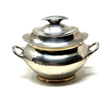 Silver caddy birmingham silver hallmarks measures approx 11cm wide height 8cm 