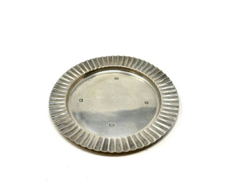 silver hallmarked ribbed plate sheffield silver hallmarks measures approx 13cm dia 