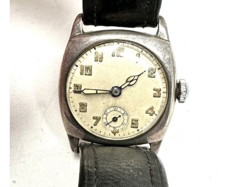 Vintage silver trench style gents wristwatch 