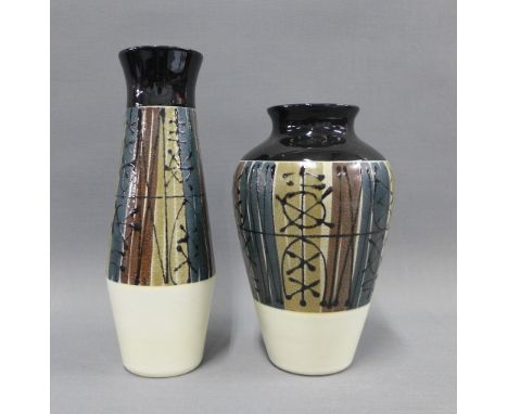 Two art pottery vases, indistinctly signed to the base, tallest 22cm (2) 