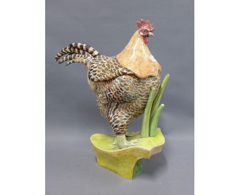 Anna Lambert Cockerel tureen, cover and ladle, signed, restored, 44cm 