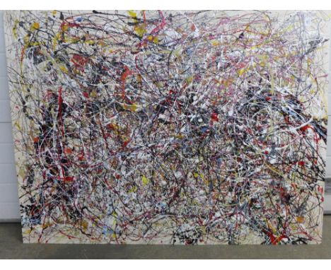 Natalia Tafel, 'Spark - inspired by Jackson Pollock' a drip art mixed media oil on board, signed and entitled verso, 106 x 12