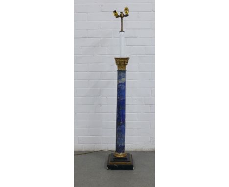 Painted Corinthian column standard lamp with two light fittings, on a square pedestal base, 125cm high 