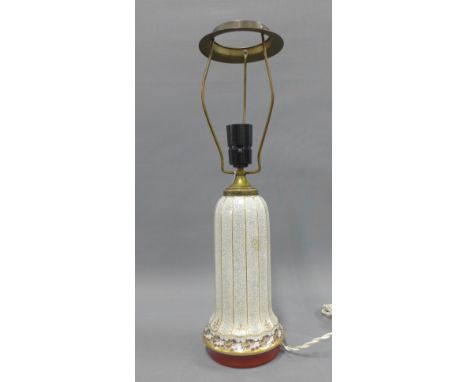 Copenhagen crackle glazed table lamp base, printed factory marks, height excluding fitting 28cm 