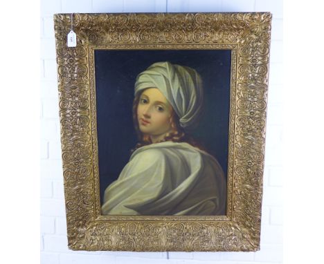 After Guido Reni, an oleograph canvas of Beatrice Cenci, apparently unsigned, in a good gilt frame, size overall 66 x 80cm