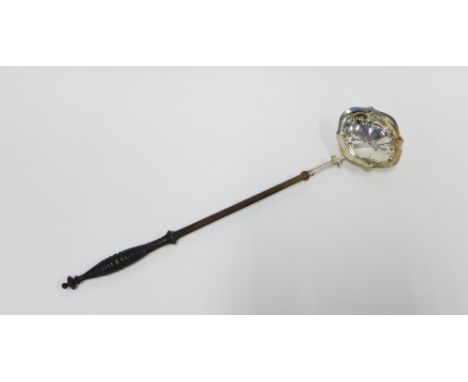 George III silver punch ladle John Mackay, Edinburgh, 1761, 39cm long 