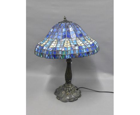 Reproduction Tiffany style table lamp base and shade, overall size 65cm 