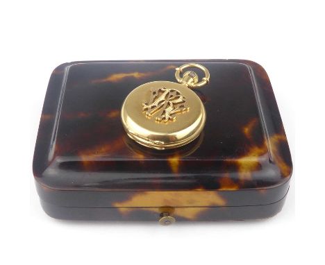 A late 19th/early 20th century 18ct gold crown wind pocket watch of small proportions, the white enamelled dial set with Roma