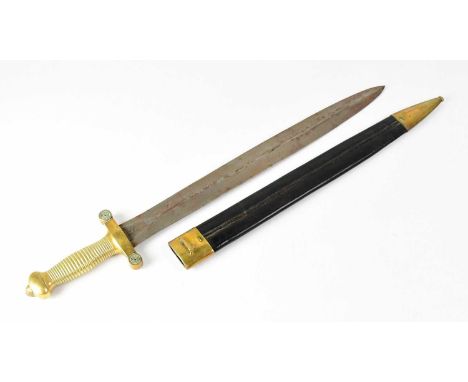 An early 19th century French gladiatorial short sword, length of blade 46cm, stamped to the hilt on one side with a small coa