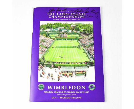 WIMBLEDON 2007; a programme for the Lawn Tennis Championships 2007 signed to the cover by Billy Jean King, and to the interio