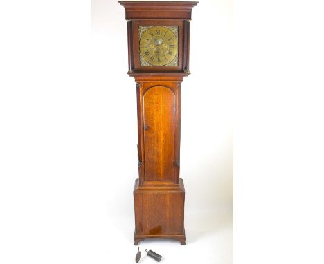 RICHARD WRIGHT; an early 19th century oak cased thirty-hour longcase clock, the brass chapter ring set with Roman numerals an