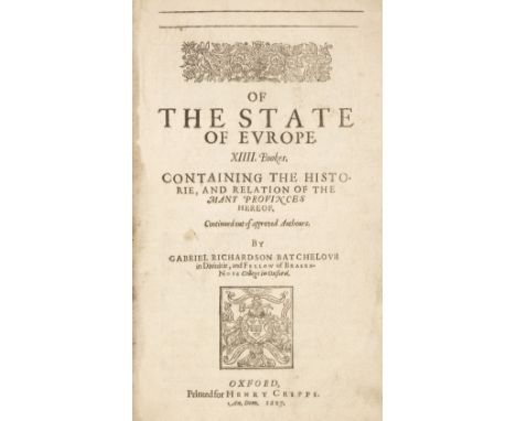 Richardson (Gabriel). Of the State of Europe, XIIII Bookes, containing the historie, and relation of the many provinces hereo